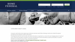 Consumer Credit Cards | Home Federal Savings Bank