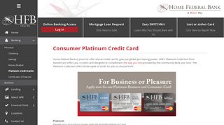 Consumer Platinum Credit Card | Home Federal Bank - hfbla