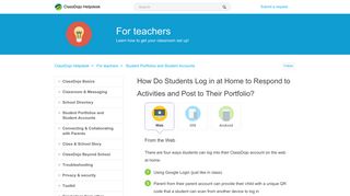 How do students log in at home to respond to activities and post to ...
