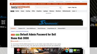 Default Admin Password for Bell Home Hub 3000 - [Solved ...