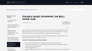 Disable Band Spanning on Bell Home Hub – Bluesound Help Center