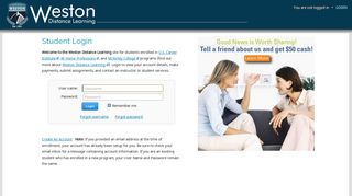Student Login - Weston Distance Learning