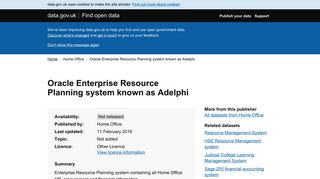 Oracle Enterprise Resource Planning system known as Adelphi - data ...