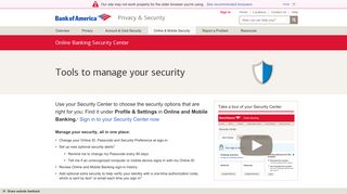 Tools to manage your security - Bank of America