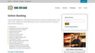 Online Banking - Home State Bank
