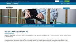 HomeTeam Sale to Rollins Inc. - HomeTeam Pest Defense