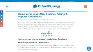 Home Value Leads User Reviews, Pricing, & Popular Alternatives