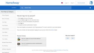 How do I log in to my account? | HomeAway Help