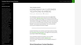 HomeAway UK Customer Service Contact Number: 0843 837 5443