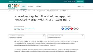 HomeBancorp, Inc. Shareholders Approve Proposed Merger With First ...