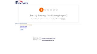by Entering Your Existing Login ID - Home Bank - Online Banking