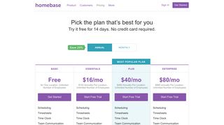 Online Employee Scheduling & Time Tracking Pricing | Homebase