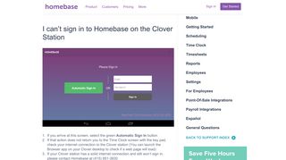 I can't sign in to Homebase on the Clover Station | Homebase