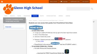 Student PowerSchool Home Base access / Overview