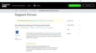 thunderbird settings for homecall emails | Thunderbird Support Forum ...