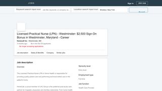 Homecall Inc hiring Licensed Practical Nurse (LPN) - Westminster ...
