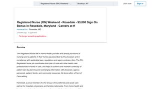 Homecall Inc hiring Registered Nurse (RN) Weekend - Rosedale ...