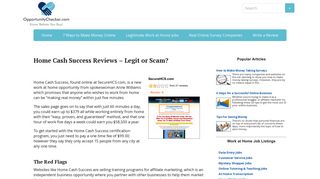 Home Cash Success Reviews - Legit or Scam?