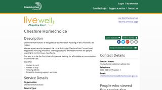 Cheshire Homechoice - Live Well Cheshire East