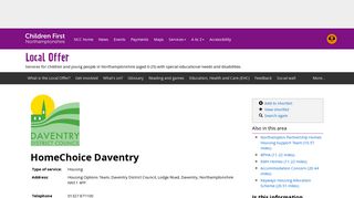 HomeChoice Daventry - Northamptonshire County Council