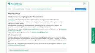 West Berkshire Council - Homechoice - Information