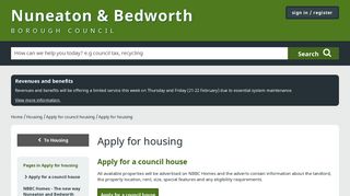 Apply for a council house | Apply for housing | Nuneaton & Bedworth