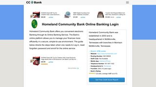 Homeland Community Bank Online Banking Login - CC Bank