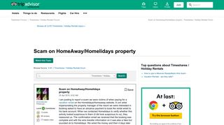 Scam on HomeAway/Homelidays property - Timeshares / Holiday ...
