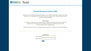 HomeNet Resellers Portal - Login