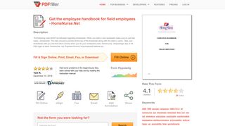 Fillable Online employee handbook for field employees - HomeNurse ...