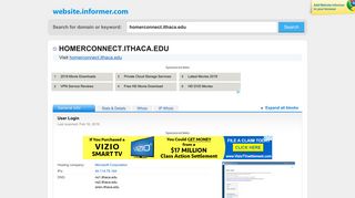 homerconnect.ithaca.edu at WI. User Login - Website Informer