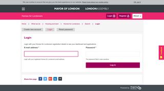 Homes for Londoners - Login - Greater London Authority