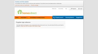 Forgotten login reference - Homes Direct