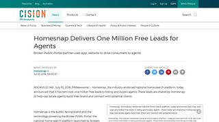 Homesnap Delivers One Million Free Leads for Agents - PR Newswire