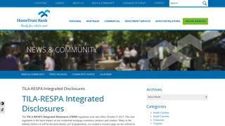 TILA-RESPA Integrated Disclosures | HomeTrust Banking