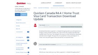 Quicken Canada R4.4 / Home Trust Visa Card Transaction Download ...