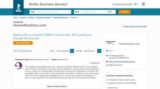 HomeWiseDocs.com | Complaints | Better Business Bureau® Profile