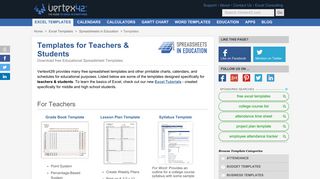 Templates for Education - Teachers & Students - Vertex42