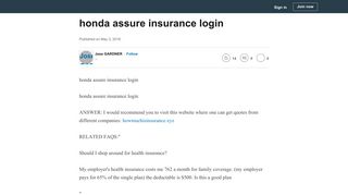 honda assure insurance login - LinkedIn