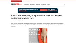 Honda Buddy Loyalty Program woos their bike customers towards cars