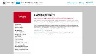 Owner's Website - Honda Canada