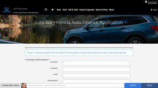 Auto Finance Application | Honda Finance Department | Richardson ...