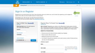 Sign In & Register | Honda Owners Site