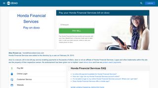 Pay Honda Financial Services on doxo: Bill Pay, Login, Customer ...