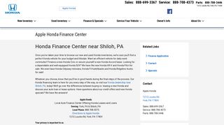 Honda Finance Center | Honda Financing & Leases near Shiloh, PA