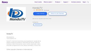 HonduTV | Roku Channel Store | Roku