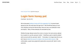 Login form honey pot - RocketGeek