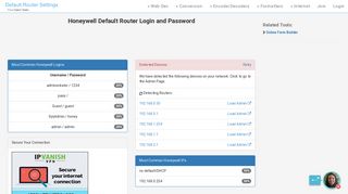 Honeywell Default Router Login and Password - Clean CSS