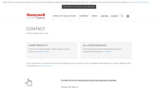 Honeywell - Contact Us