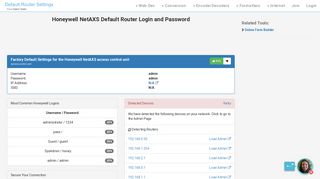 Honeywell NetAXS Default Router Login and Password - Clean CSS